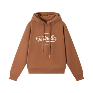 熙薇SIVI连帽卫衣女加绒设计字母印花新款休闲抽绳显瘦上衣