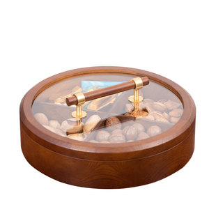 家用客厅轻奢高档分格带盖旋转糖果盒密封防潮结婚干果点心瓜子盘