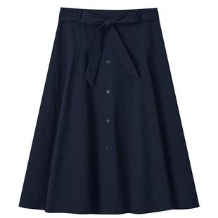 Hazzys哈吉斯素色半身裙女士春夏季英伦风休闲通勤潮流时尚伞裙