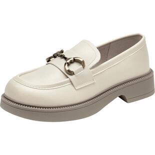 大东单鞋女鞋春季新款休闲圆头套脚马蹄扣粗跟小皮鞋懒人鞋2715