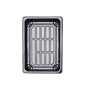 一次性日式长方形寿司盒刺身打包盒子纯黑塑料包装商用摆摊专用