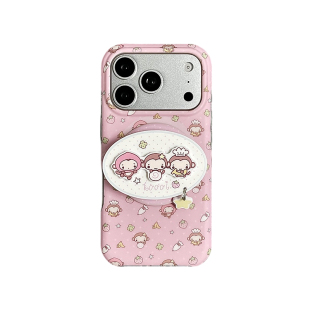 磁吸ins韩风粉底波点草莓猴子适用苹果17promax手机壳iPhone16pro新款15带支架14圆边磨砂13女17全包防摔保护