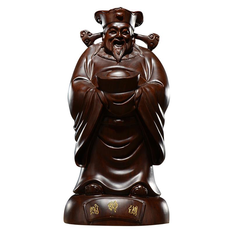 佛像供奉财神爷开业礼品黑檀木雕