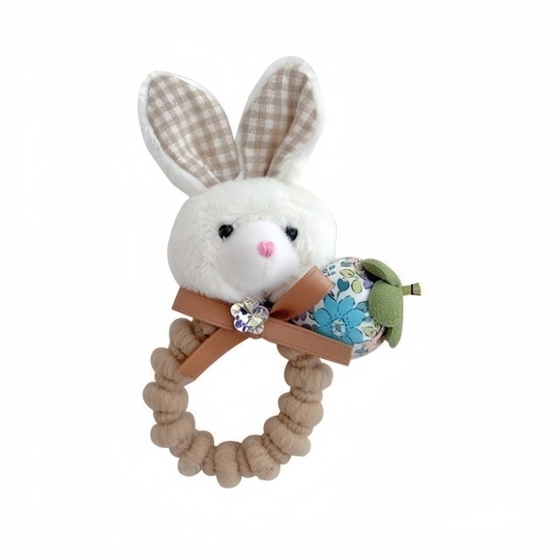 儿童可爱毛绒兔子发圈小女孩头绳高弹力不伤发女童皮筋韩版发绳女