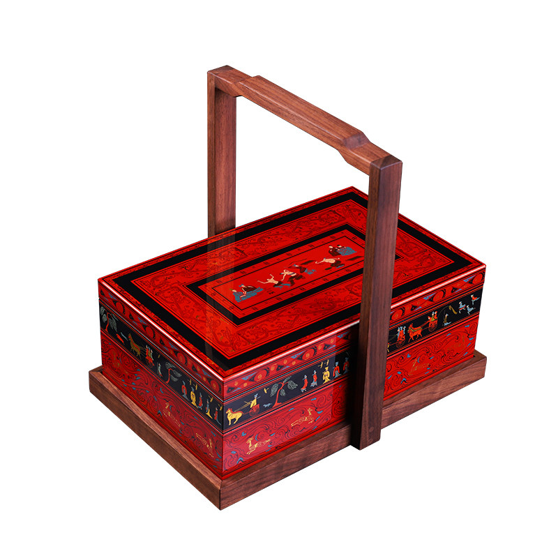 中国风仿古汉纹漆器提盒复古食盒