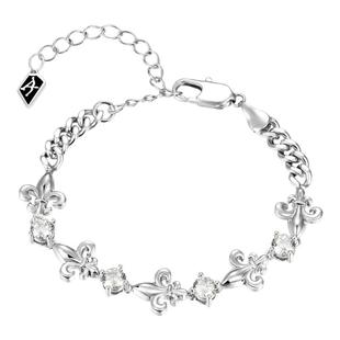 APORRO 骑士系列鸢尾花拼接锆石古巴手链 情侣款轻奢小众