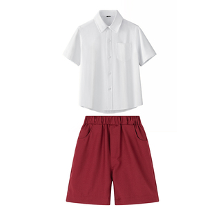 六一儿童演出服中小学生校服全棉短袖衬衫学院风毕业照背带裤套装