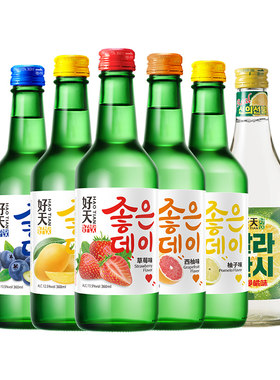 好天好饮烧酒韩国果酒女士低度微醺清酒混合味酒360ml*6瓶甜酒