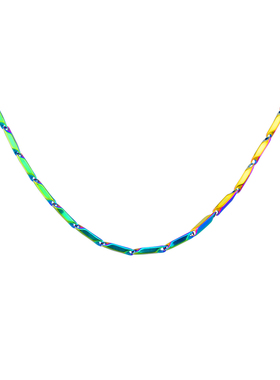 BARCODE 国潮菱形炫彩淬火项链男女士简约百搭款高街嘻哈钛钢裸链