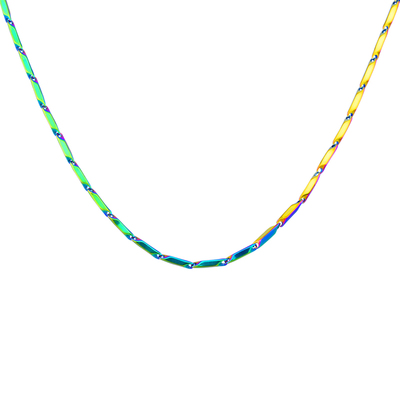 BARCODE 国潮菱形炫彩淬火项链男女士简约百搭款高街嘻哈钛钢裸链