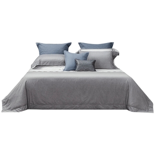 YOLANNA/欧恋纳全棉床上四件套提花床单被套高级感中性灰卡纳克