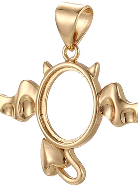 致闺蜜男女黄金恶魔天使吊坠空托