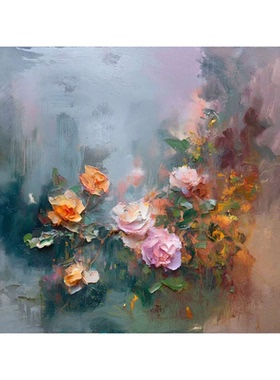 可班艺术纯手绘油画抽象花卉挂画