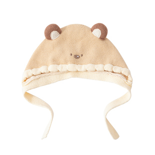 婴儿帽子秋冬季0到3个月新生儿胎帽小月龄护耳帽女宝宝防风针织帽