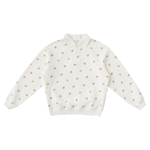 超可爱奶油风穿搭~小熊头polo领加绒卫衣+休闲松紧腰长裤女套装冬