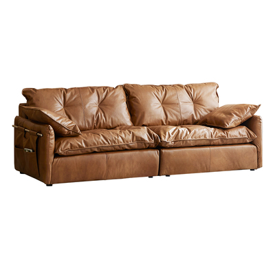 赫本全真皮沙发现代中古头层牛皮