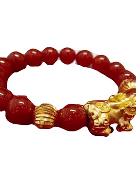 正品天然红玛瑙手链沙