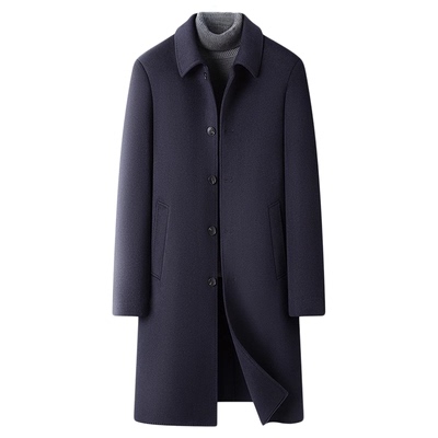 羊毛呢外套中长款翻领男装呢大衣