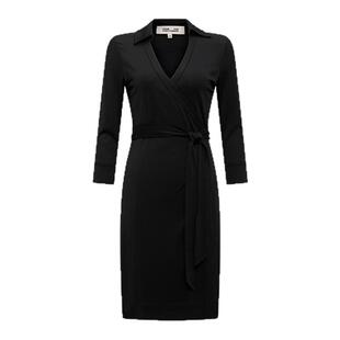 [小黑裙]DVF七分袖摩登针织短款裹身连衣裙MR51E00