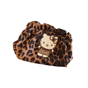 thefifthmoon可爱KT精致俏皮花边豹纹收纳包化妆包随身包