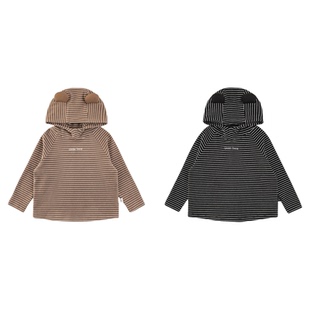 幼悠男童2025冬季新款连帽双面绒条纹打底衫轻盈保暖宽松显瘦冬装