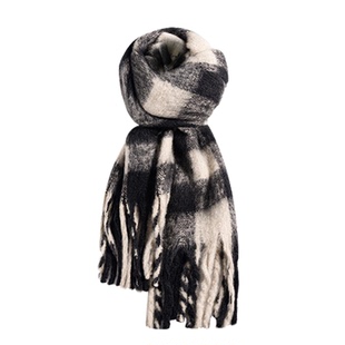 高级感氛围加厚黑白格子围巾女生冬季韩系秋冬围脖2025新款大披肩