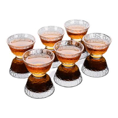 套装简约风描金锤纹玻璃品茗杯
