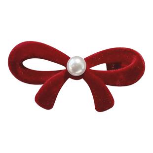 儿童新年丝绒蝴蝶结发夹2026新款女童侧边刘海碎发夹子红色头饰女