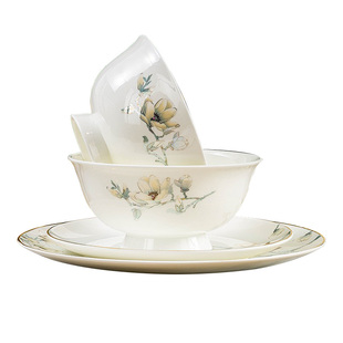 景德镇骨瓷餐具陶瓷碗套装家用骨瓷碗碟餐盘馈赠礼品碗盘骨碟组合