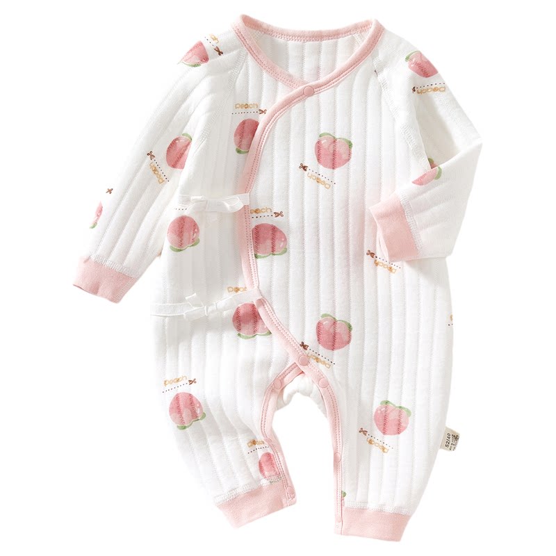 新生婴儿衣服纯棉秋冬装夹棉哈衣爬服出生幼儿宝宝保暖连体衣秋装