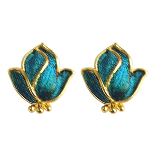 一世长安仿点翠玉兰耳钉材料包底胎铜胎汉服旗袍配饰耳环手工diy