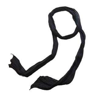 亚麻黑色围巾女细窄长条小围巾颈巾搭配装饰腰带棉麻丝巾窄长条