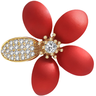 皇家莎莎精致小红花胸针奢华高档迷你花朵扣针搭西装毛衣胸花配饰