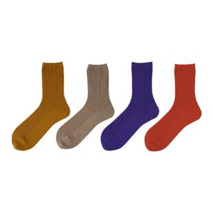 Tabio美利奴羊毛袜女秋冬高弹透气吸湿纯色袜子女舒适百搭中筒袜
