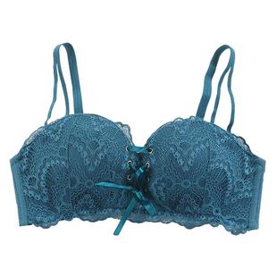 小胸聚拢专用3cm加厚内衣女士文胸无钢圈绑带拉绳收副乳性感套装