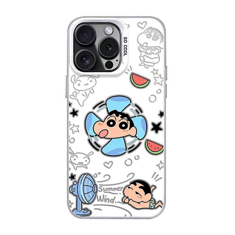 17ProMax彩银苹果15适用14Plus创意红米TURBO5max风扇可爱小新13卡通iPhone16手机壳硬VIVOx300Ultra高级感12