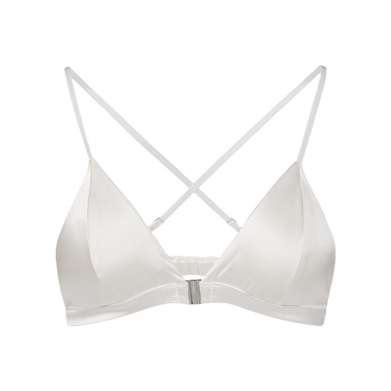 真丝前扣性感深V无钢圈法式文胸