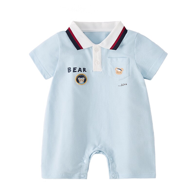 男童连身衣2026夏季新款婴童衣服polo翻领新生幼儿爬服宝宝夏装男