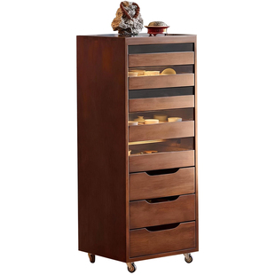 家逸实木斗柜客厅可移动文玩柜家用落地六抽首饰茶具收纳柜牙科柜