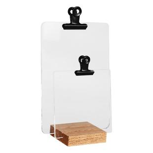 实木创意便签夹摆件原创办公神器ins桌面装饰摆件便签本亚克力架