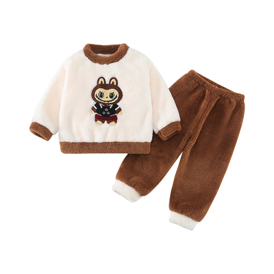 男童睡衣冬儿童珊瑚绒保暖家居服卡通套装男孩宝宝加厚套头睡衣冬