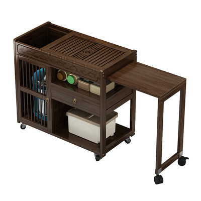 移动茶桌家用小茶台实木伸缩茶车