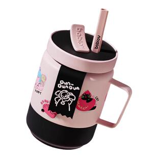 bablov保温杯女生高颜值大容量泡茶礼物杯子不锈钢马克带吸管水杯