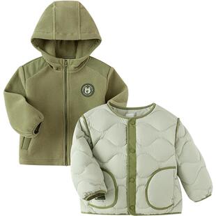 巴拉巴拉儿童羽绒服男童女童冬外套摇粒绒两件套新款加厚上衣