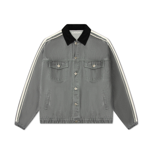 roaringwild a arch 咆哮野兽 灰色翻领底特律上衣牛仔夹克外套男