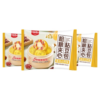 拾沃粗粮夹心粘豆包低脂早餐半成品加热即食杂粮包320g*3袋