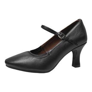 拉丁舞蹈鞋女真皮软底中高跟形体礼仪训练旗袍走秀交谊广场跳舞鞋