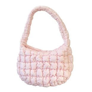 cos2024新款褶皱云朵泡芙包女小众单肩腋下包轻便百搭饺子包小号