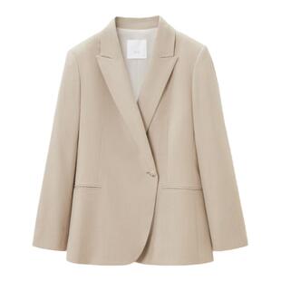 OVV秋冬新款女装一粒扣戗驳领休闲通勤羊毛套装西服外套