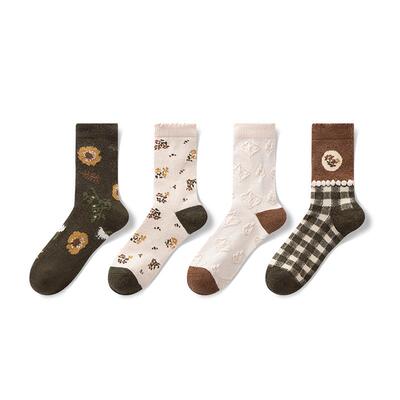 耐尔保暖女绵羊毛中筒袜